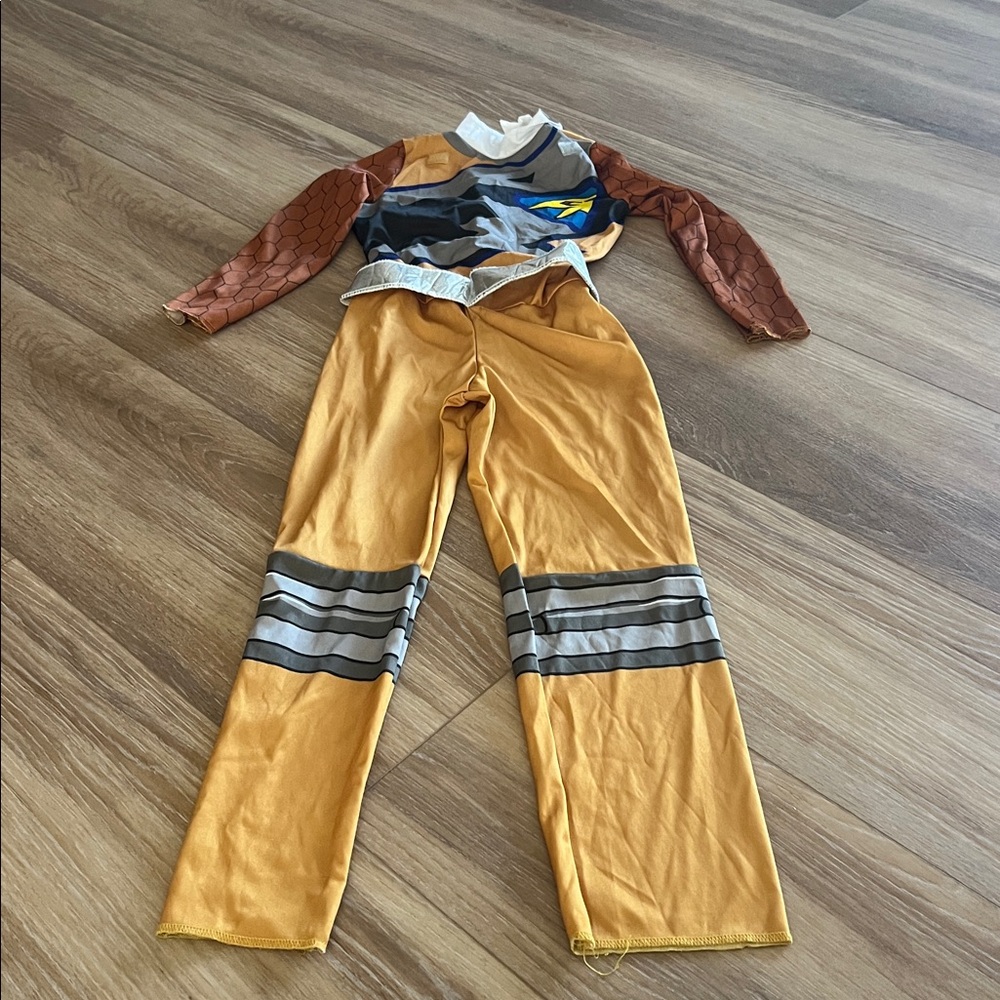 Kids gold power rangers Costume with Brown and Yellow